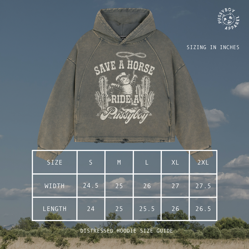 SAVE A HORSE DISTRESSED HOODIE — PUSSYBOY APPAREL